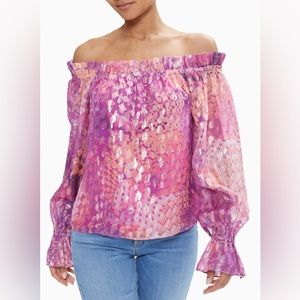 Ramy Brook Morgan Off-shoulder Top- in Pink Kaleidoscope